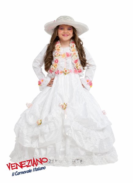 strój karnawałowy dla dziewczynki - strój pani wiosny, biała dama